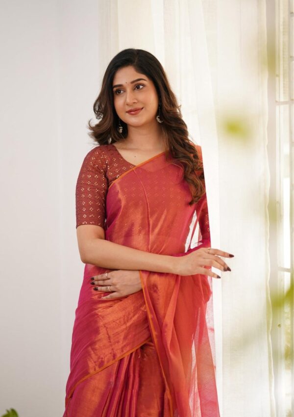 Tissue Cotton Styliesh Saree - Image 9