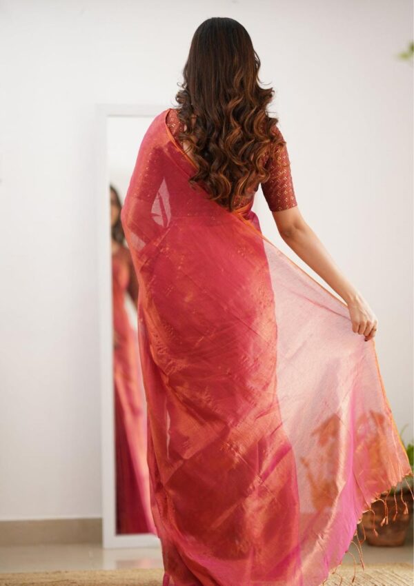 Tissue Cotton Styliesh Saree - Image 11