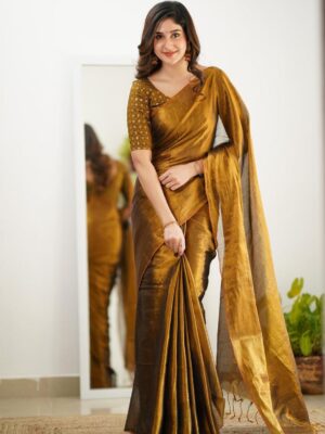 Tissue Cotton Plain Saree