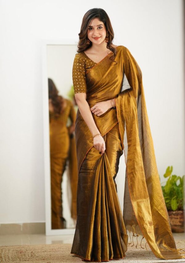 Tissue Cotton Plain Saree