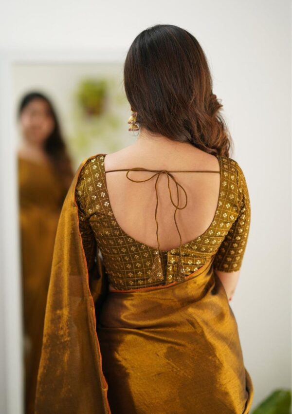 Tissue Cotton Plain Saree - Image 3