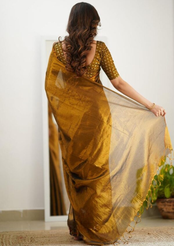 Tissue Cotton Plain Saree - Image 7