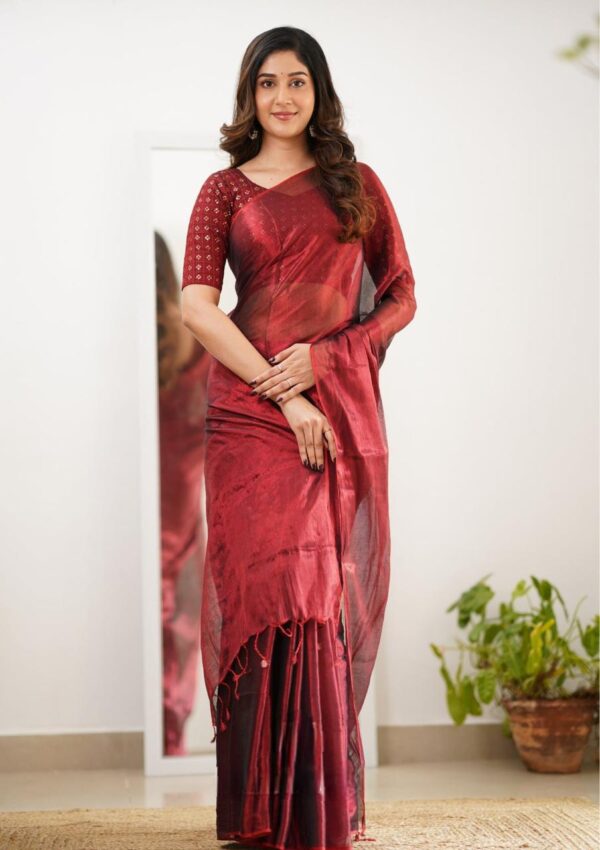 Tissue Cotton Party Wear Saree - Image 2