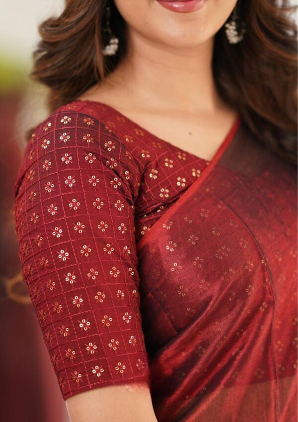Tissue Cotton Party Wear Saree - Image 3