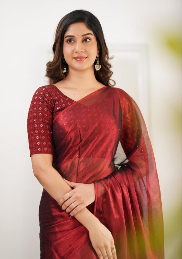 Tissue Cotton Party Wear Saree - Image 7