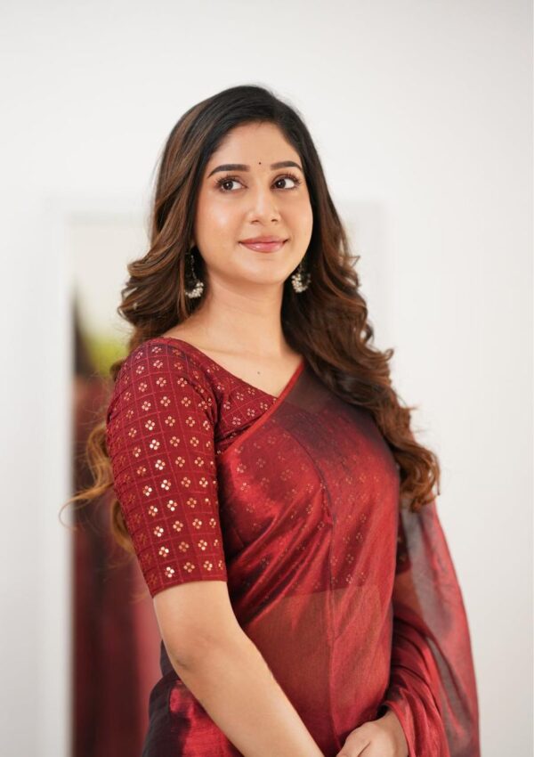 Tissue Cotton Party Wear Saree - Image 10