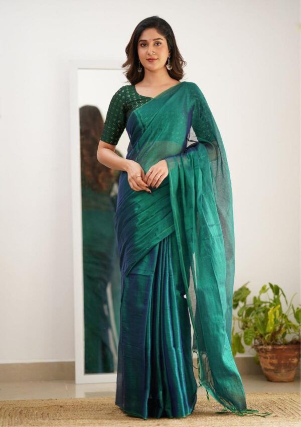 Tissue Cotton Saree - Image 2