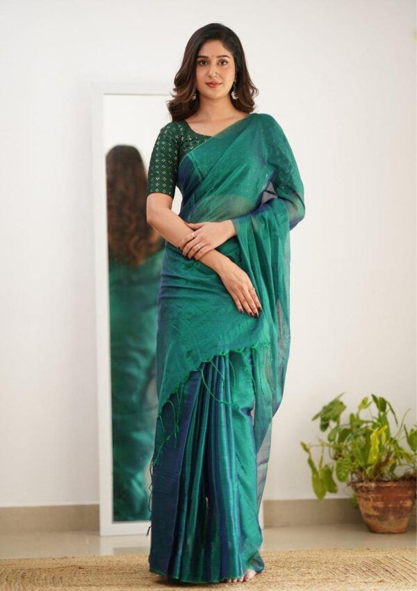 Tissue Cotton Saree - Image 5