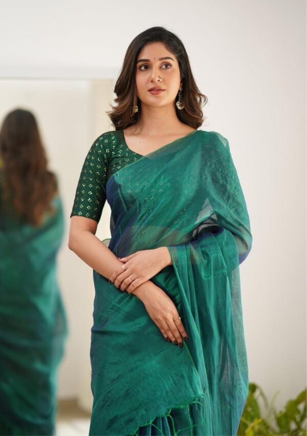 Tissue Cotton Saree - Image 8