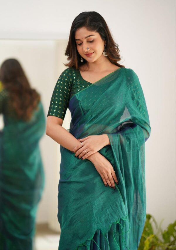 Tissue Cotton Saree - Image 10