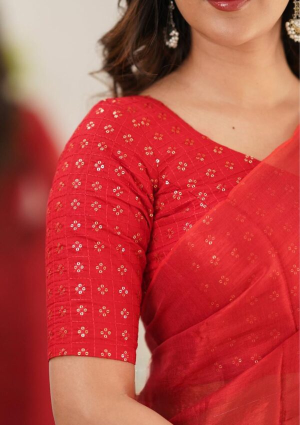 Tissue Cotton Beautiful Saree - Image 4