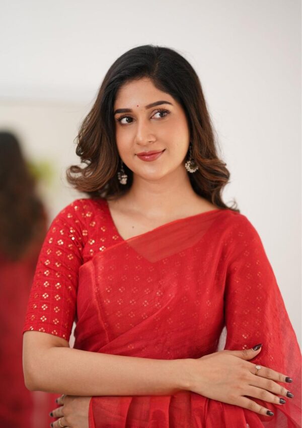 Tissue Cotton Beautiful Saree - Image 13