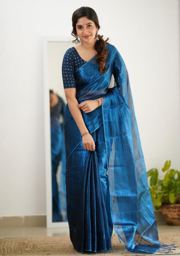 Tissue Cotton Fashionble Saree - Image 2