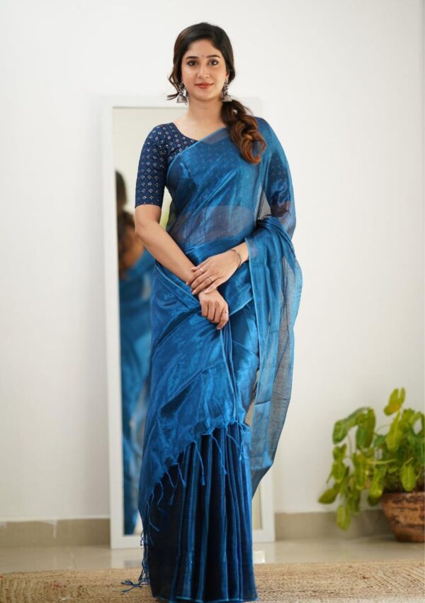 Tissue Cotton Fashionble Saree - Image 4