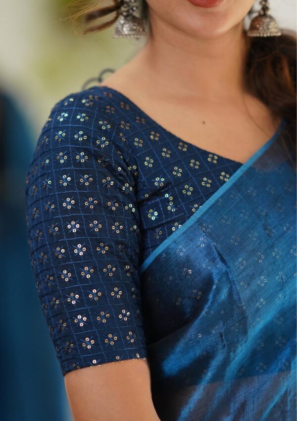 Tissue Cotton Fashionble Saree - Image 5