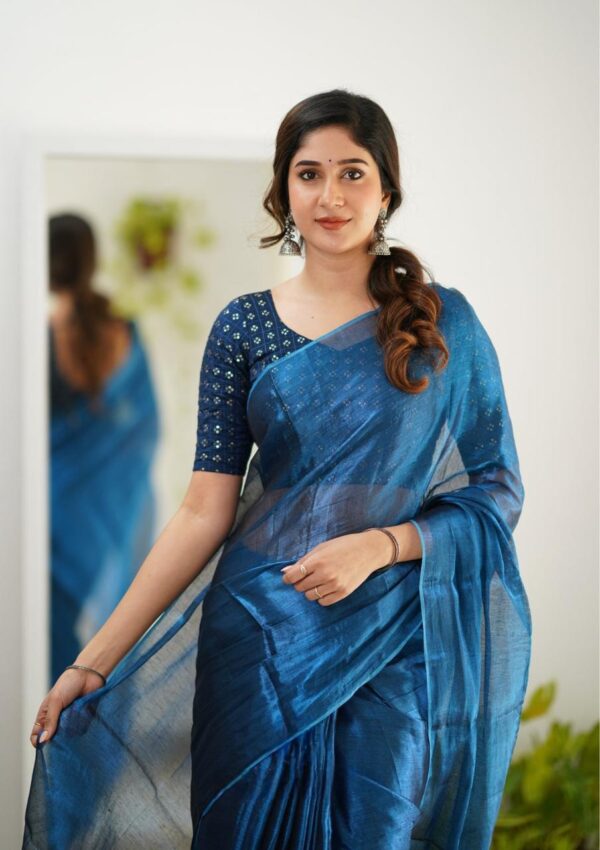 Tissue Cotton Fashionble Saree - Image 8