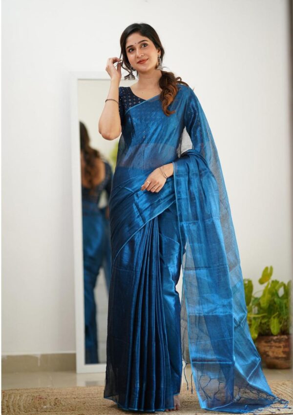 Tissue Cotton Fashionble Saree - Image 10