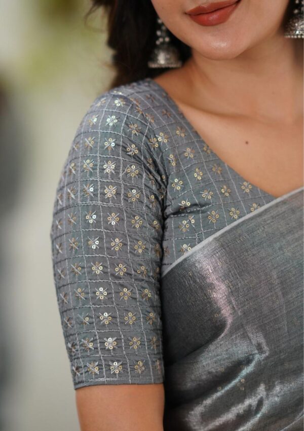 Tissue Cotton Desginer Saree - Image 9