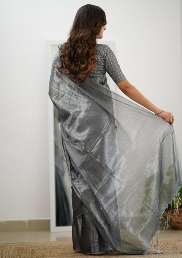 Tissue Cotton Desginer Saree - Image 10