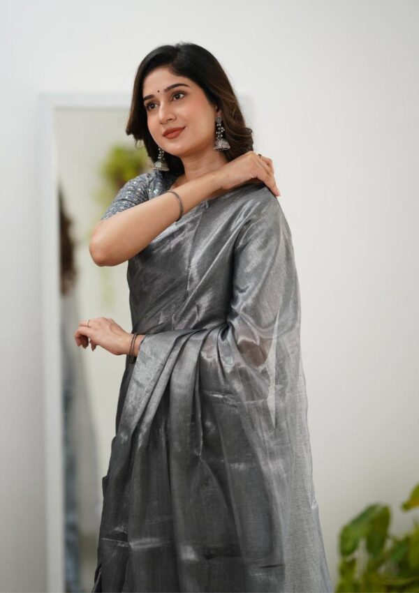 Tissue Cotton Desginer Saree - Image 11