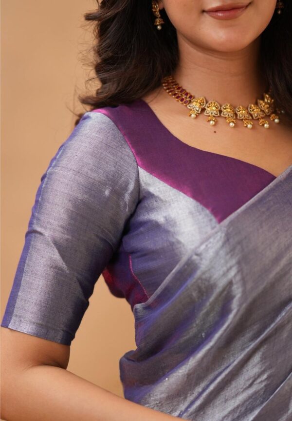 Tissue Cotton Half/Half Desginer Saree - Image 10