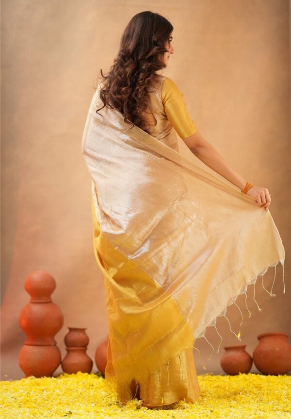 Tissue Cotton Half/Half Saree - Image 2
