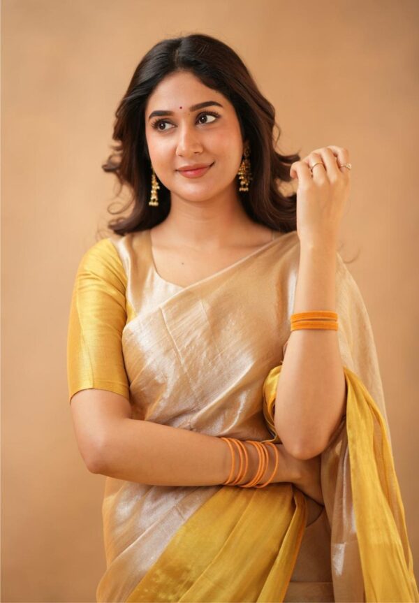 Tissue Cotton Half/Half Saree - Image 3