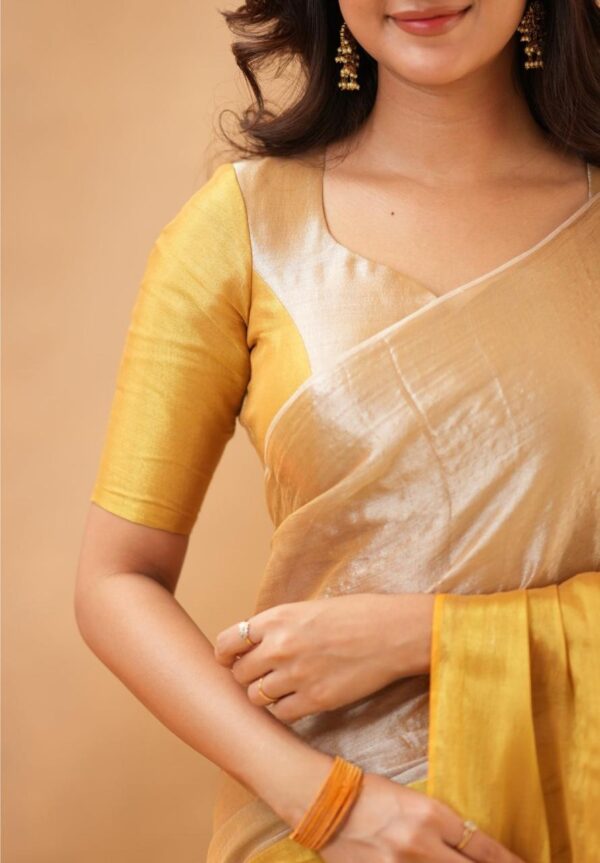Tissue Cotton Half/Half Saree - Image 9