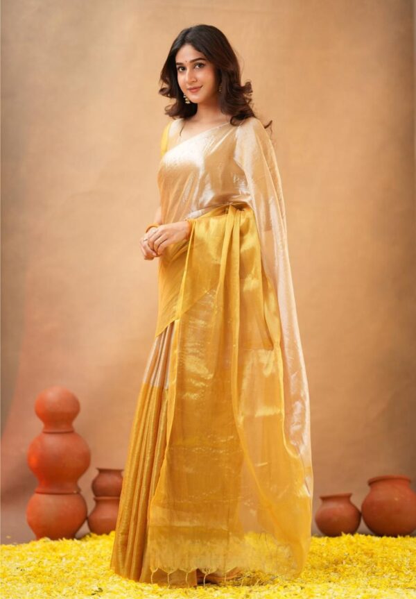 Tissue Cotton Half/Half Saree - Image 10