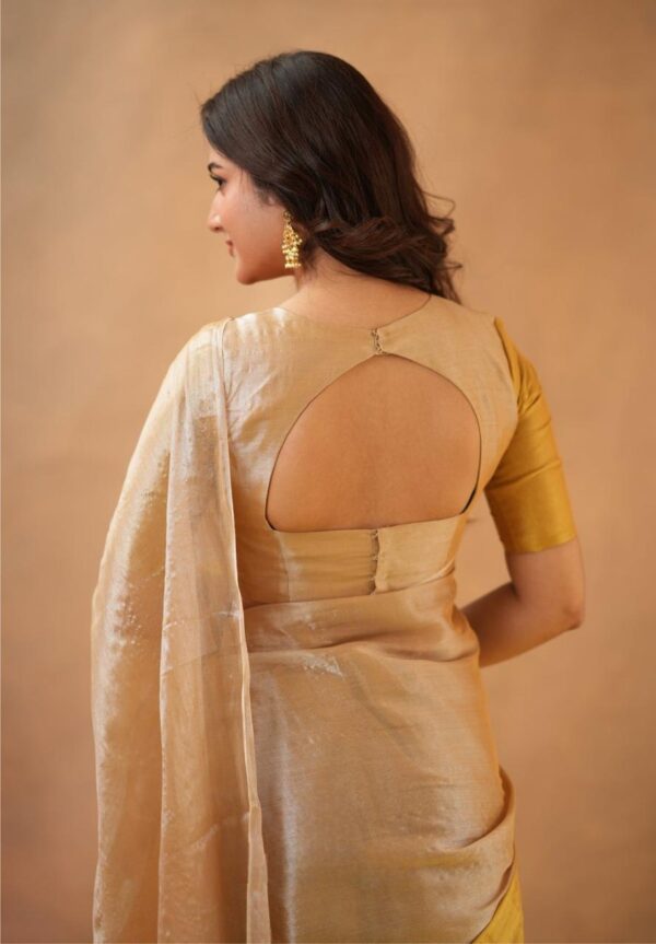 Tissue Cotton Half/Half Saree - Image 11
