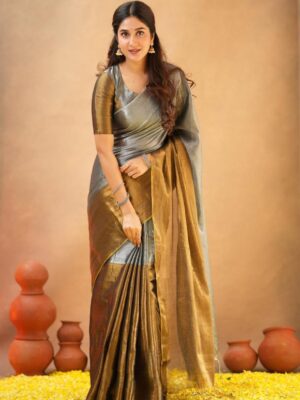 Tissue Cotton Half/Half New Desginer Saree