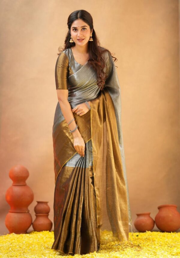 Tissue Cotton Half/Half New Desginer Saree