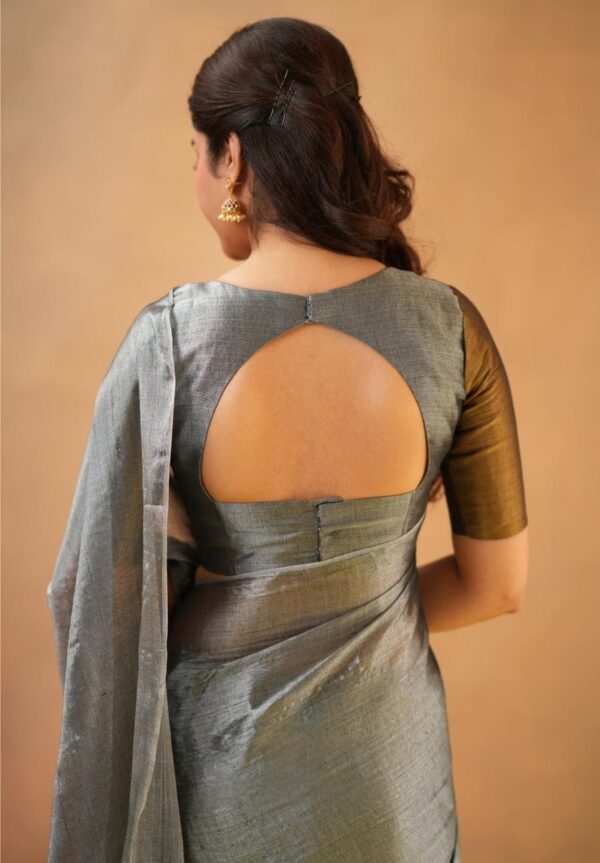 Tissue Cotton Half/Half New Desginer Saree - Image 12