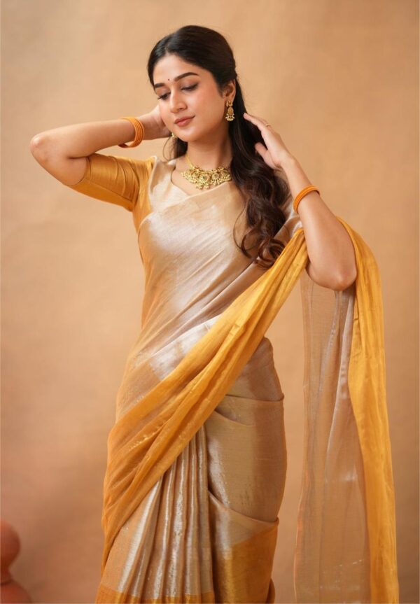 Tissue Cotton Saree - Image 3