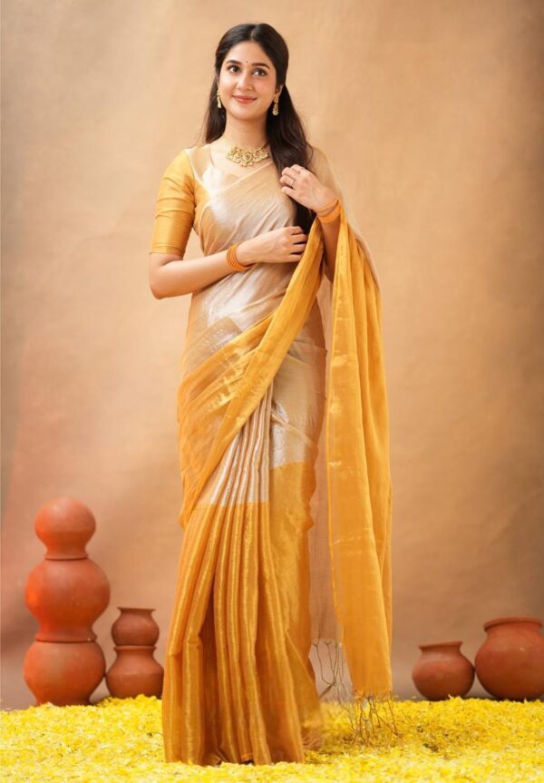 Tissue Cotton Saree - Image 5