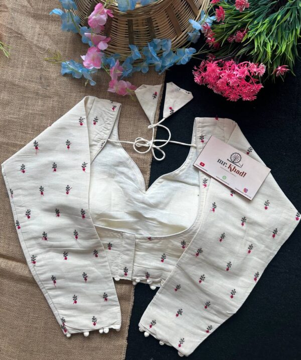 Pure Camric Khadi Cotton Desginer Blouse - Image 3