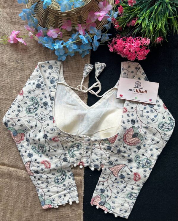 Designer Colorful Thread Work Blouse - Image 3