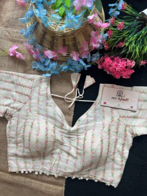 Pure Camric Khadi Cotton Full Seleeve Desginer Blouse
