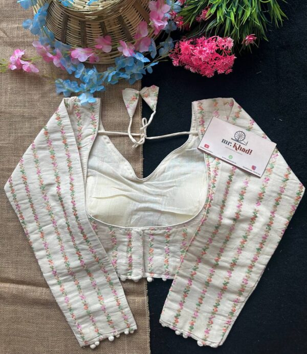Pure Camric Khadi Cotton Full Seleeve Desginer Blouse - Image 3