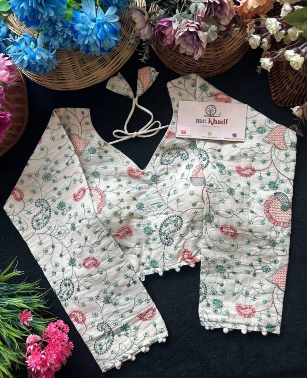 Pure Camric Khadi Cotton Full Seleeve Blouse