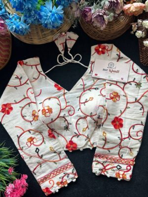 Red Flower Designer Blouse