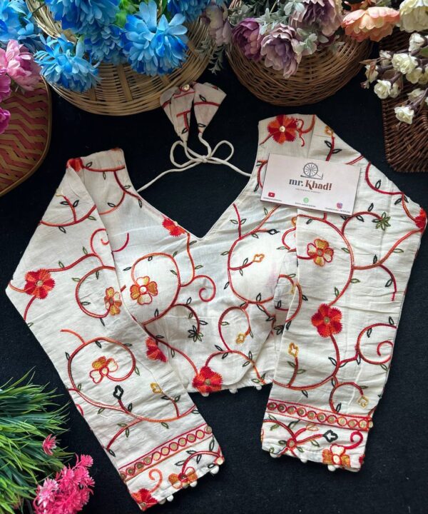 Red Flower Designer Blouse