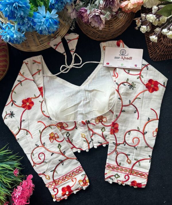 Red Flower Designer Blouse - Image 3