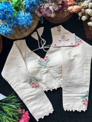 Pure Camric Khadi Cotton Full Seleeve Blouse