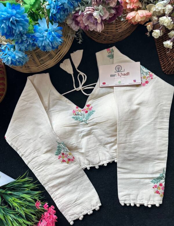 Pure Camric Khadi Cotton Full Seleeve Blouse