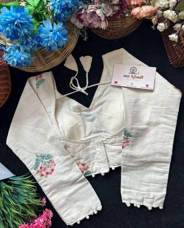 Pure Camric Khadi Cotton Full Seleeve Blouse - Image 2