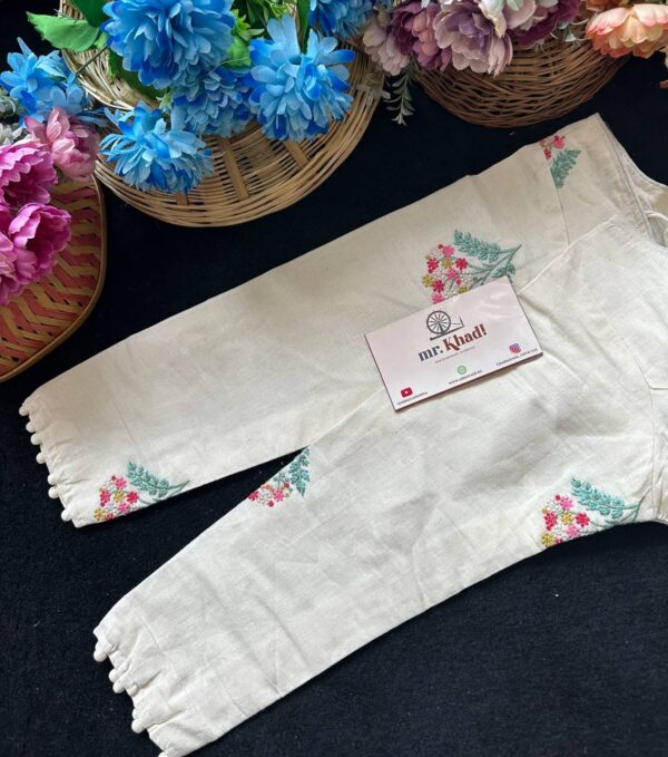 Pure Camric Khadi Cotton Full Seleeve Blouse - Image 3