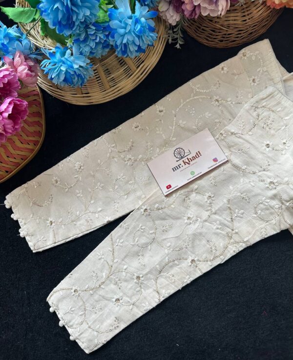 Khadi Cotton Full Seleeve Blouse - Image 2