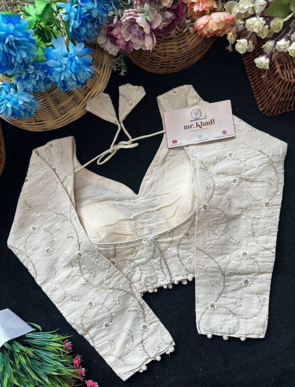 Khadi Cotton Full Seleeve Blouse - Image 3
