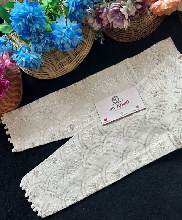 Pure Camric Khadi Cotton Full Seleeve Blouse - Image 2